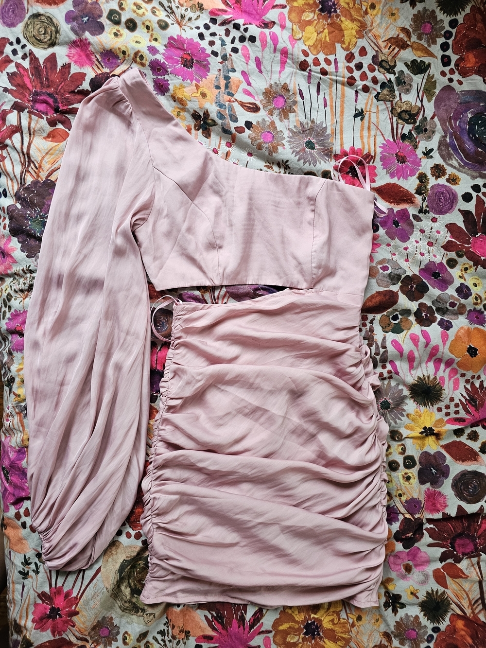 Hello Molly One-Shoulder Pale Pink Cutout Bodycon Dress - Picture 2 of 10